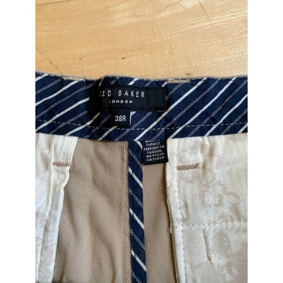 Ted Baker "fordo" flat front tan shorts men's sz 38 regular pockets - Picture 4 of 7